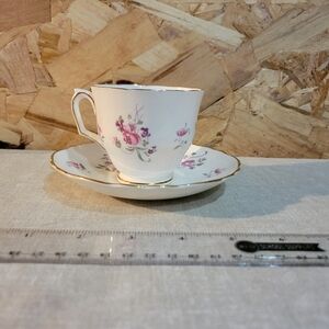 Crown Staffordshire fine bone china teacup and saucer set. 